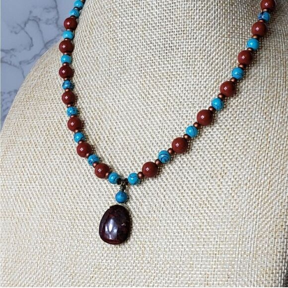 ARTISAN Southwest Jasper & Glass Beaded Necklace - Picture 2 of 7
